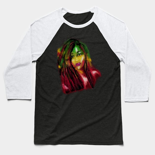 Rasta Woman, African Afro, Jamaica Baseball T-Shirt by dukito